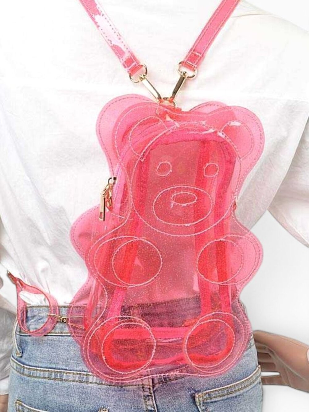 BNWT Brand New Transparent Gummy Bear Novelty Backpack Stadium Bag
